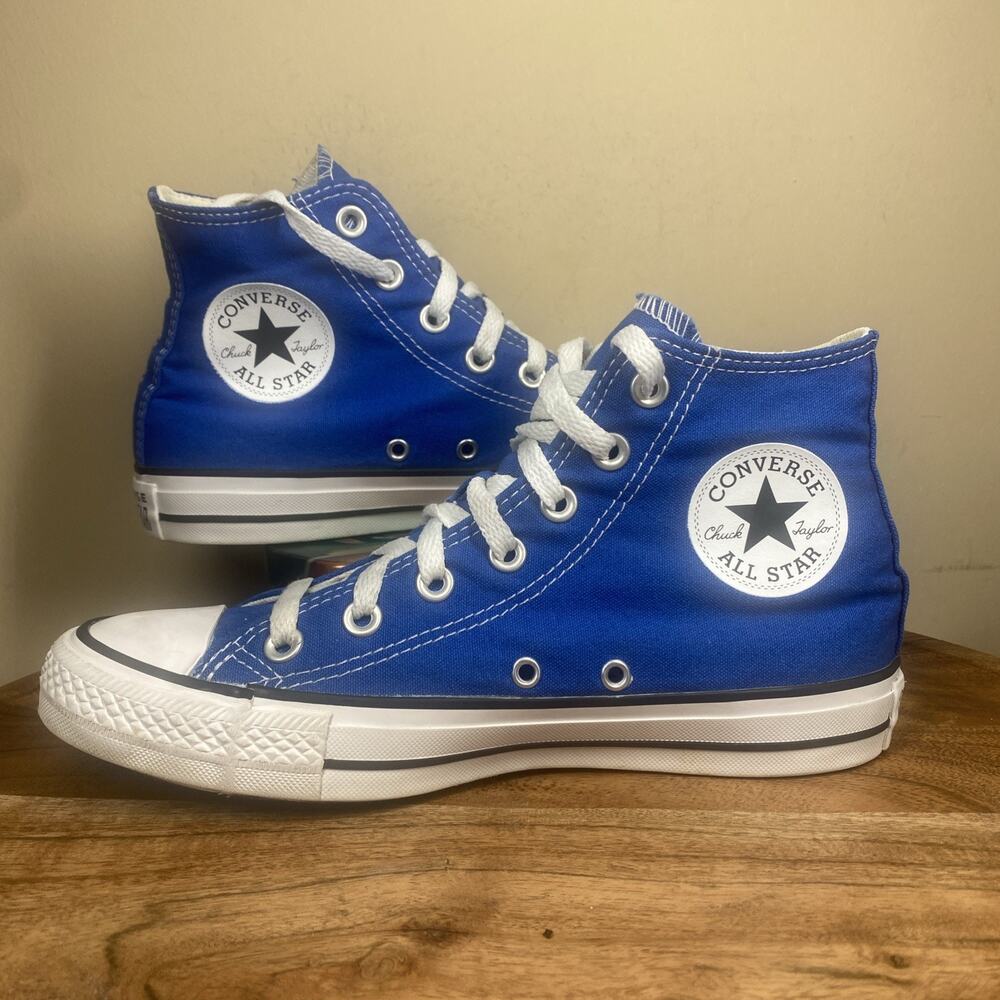 Converse Chuck Taylor All Star Womens Blue And White Size 7.5 High Top Shoes - Picture 2 of 12